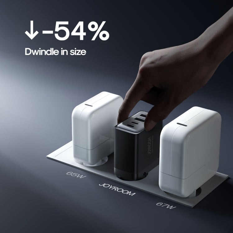 JOYROOM TCG02 Gallium Nitride 67W Dual USB+Dual USB-C/Type-C Multi-Port Charger Set, Specification:EU Plug(Black)