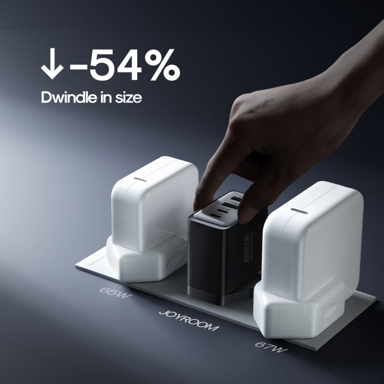 JOYROOM TCG02 Gallium Nitride 67W Dual USB+Dual USB-C/Type-C Multi-Port Charger Set, Specification:UK Plug(Black)