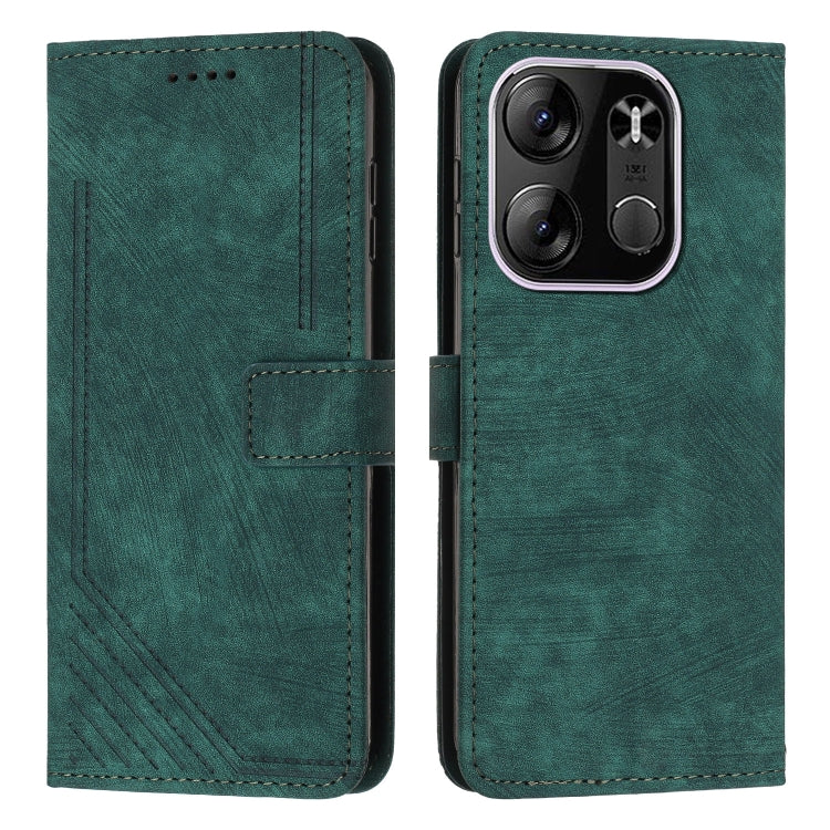 For Tecno Spark Go 2023 / Pop 7 Pro / Infinix Smart 7 X6515 Skin Feel Stripe Pattern Leather Phone Case with Lanyard