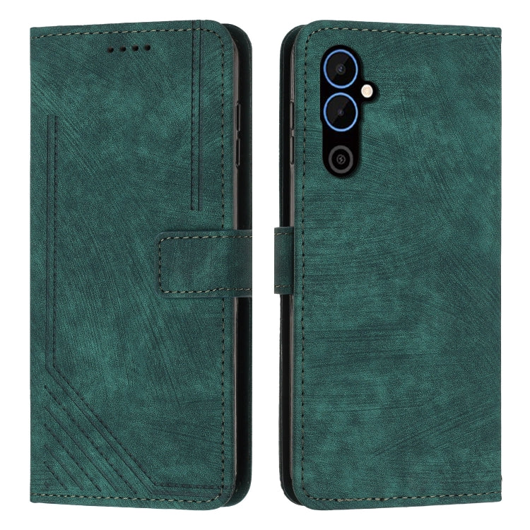 For Tecno Pova 4 Pro Skin Feel Stripe Pattern Leather Phone Case with Lanyard