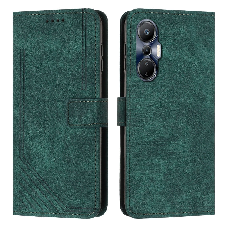 For Infinix Hot 20S Skin Feel Stripe Pattern Leather Phone Case with Lanyard