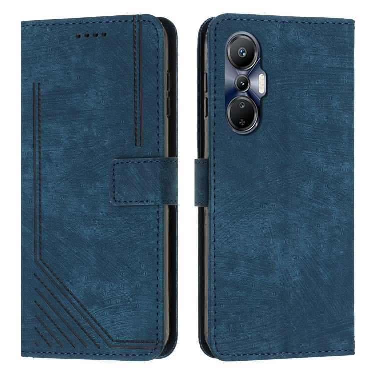 For Infinix Hot 20S Skin Feel Stripe Pattern Leather Phone Case with Lanyard