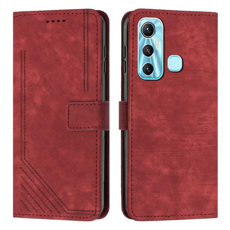 For Infinix Hot 11 2021 / Note 12 4G Skin Feel Stripe Pattern Leather Phone Case with Lanyard