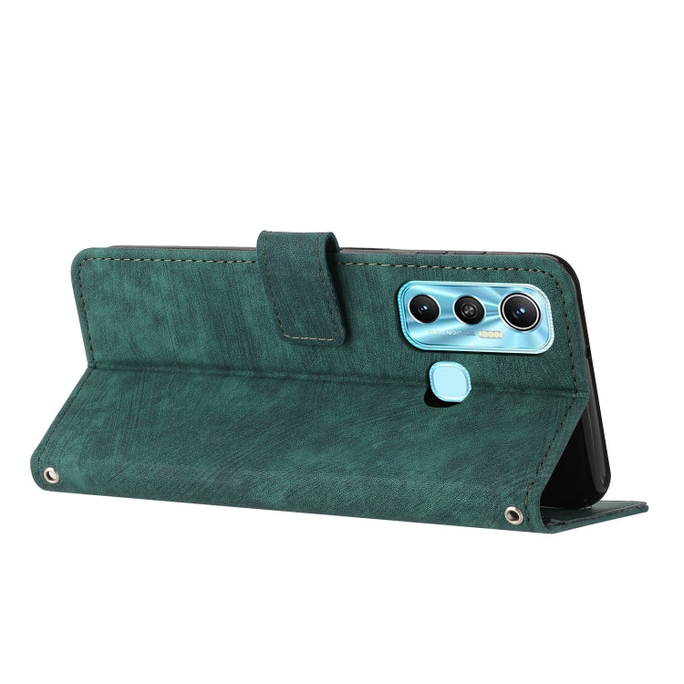 For Infinix Hot 11 2021 / Note 12 4G Skin Feel Stripe Pattern Leather Phone Case with Lanyard