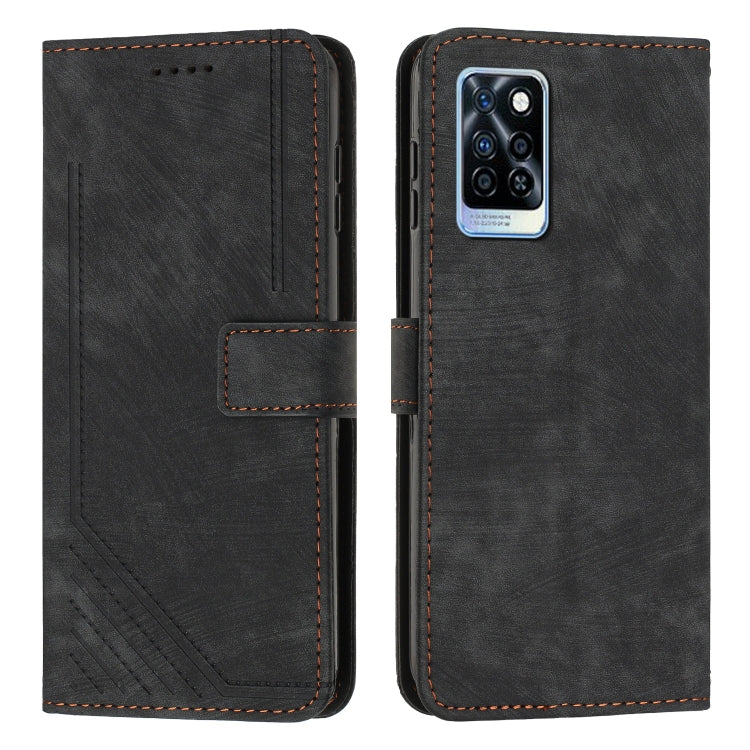 For Infinix Note 10 Pro / 10 Pro NFC Skin Feel Stripe Pattern Leather Phone Case with Lanyard