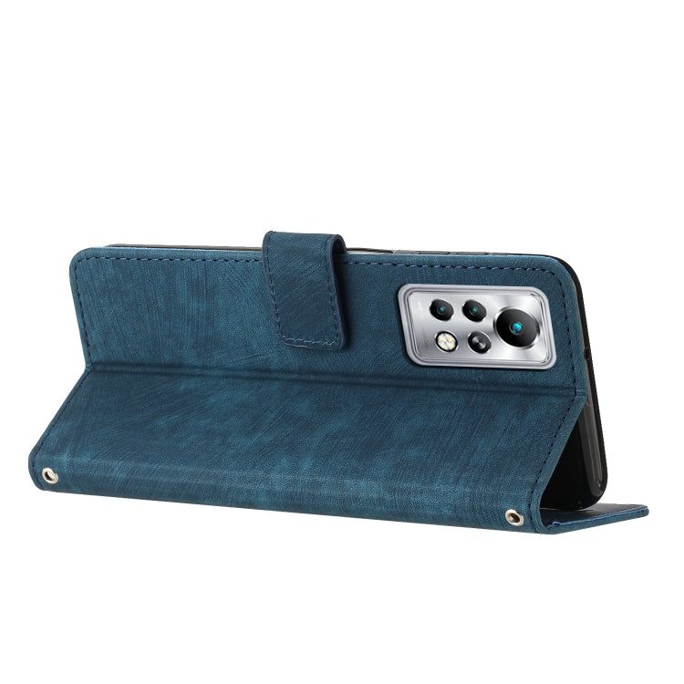 For Infinix Note 11 Pro / Note 11s Skin Feel Stripe Pattern Leather Phone Case with Lanyard