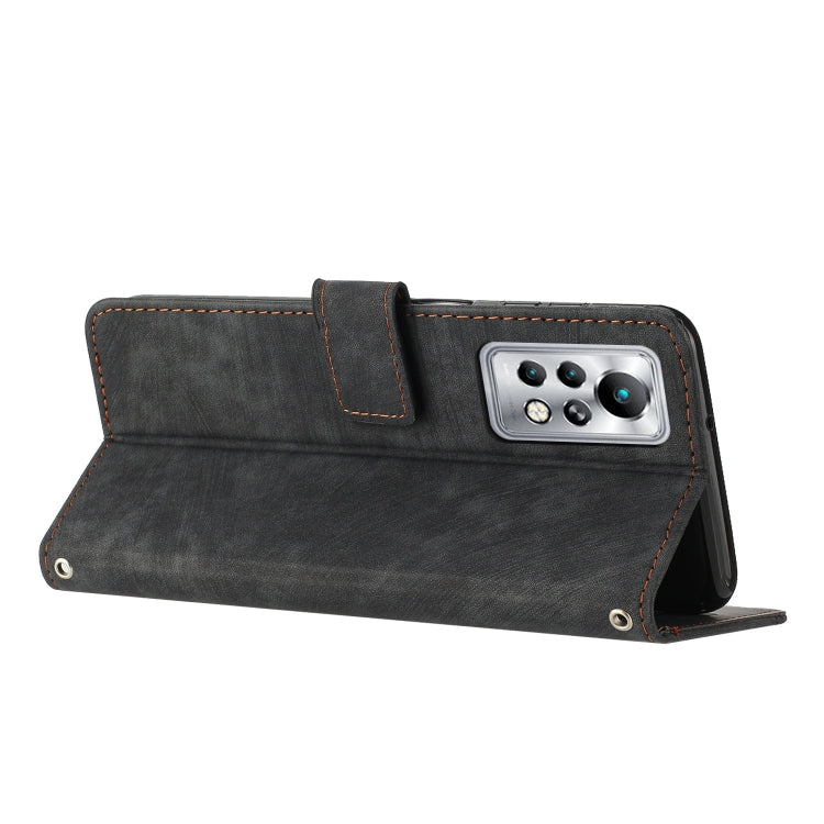 For Infinix Note 11 Pro / Note 11s Skin Feel Stripe Pattern Leather Phone Case with Lanyard