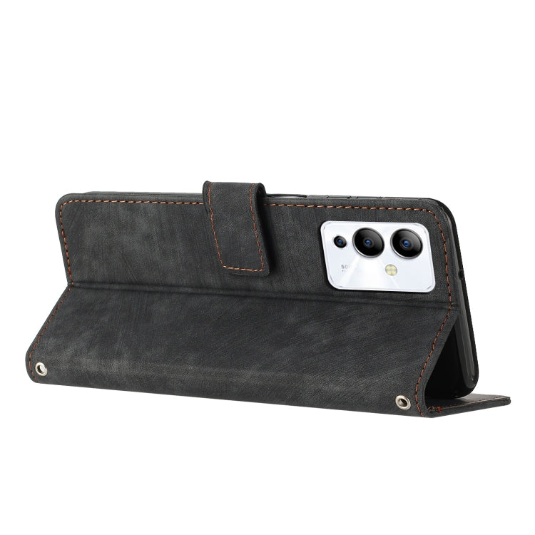 For Infinix Note 12 5G / 12 Pro 5G Skin Feel Stripe Pattern Leather Phone Case with Lanyard