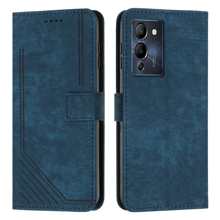 For Infinix Note 12 G96 Skin Feel Stripe Pattern Leather Phone Case with Lanyard