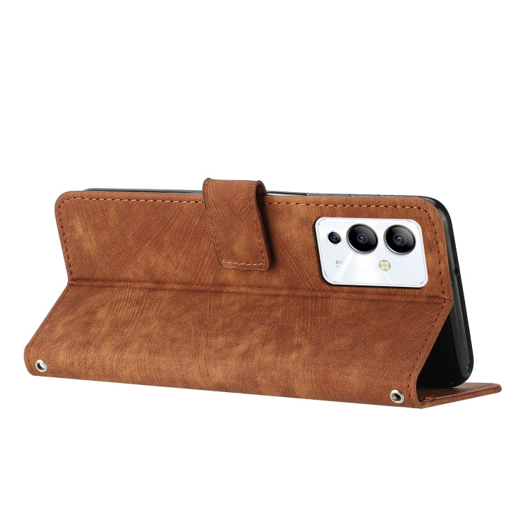 For Infinix Note 12i Skin Feel Stripe Pattern Leather Phone Case with Lanyard