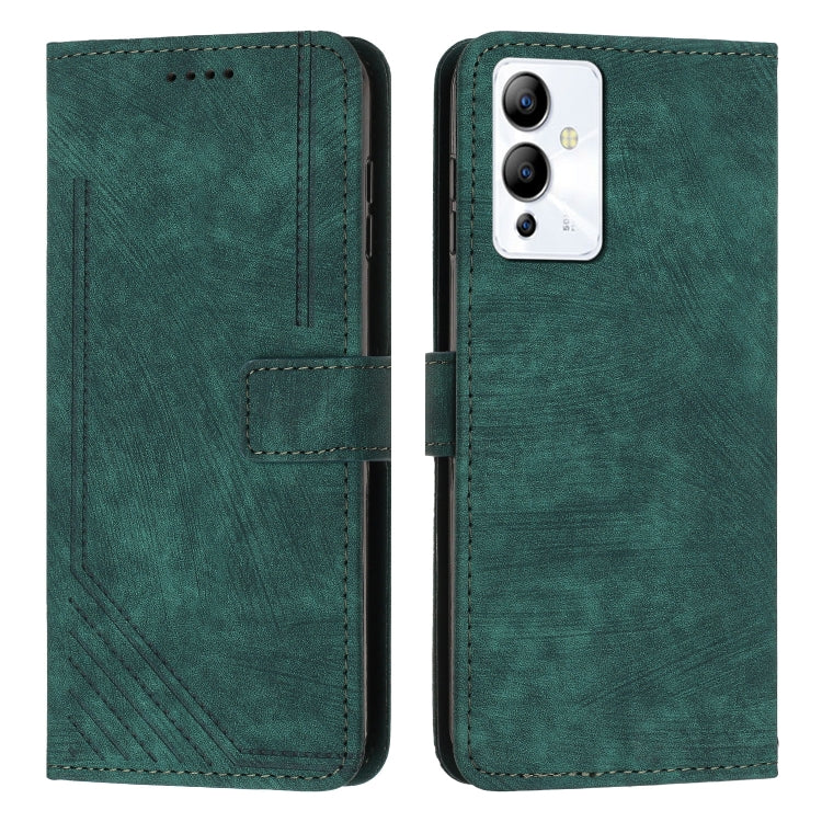 For Infinix Note 12i Skin Feel Stripe Pattern Leather Phone Case with Lanyard