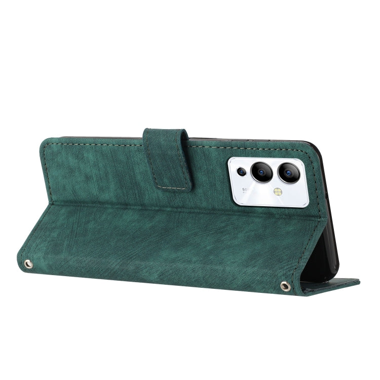 For Infinix Note 12i Skin Feel Stripe Pattern Leather Phone Case with Lanyard