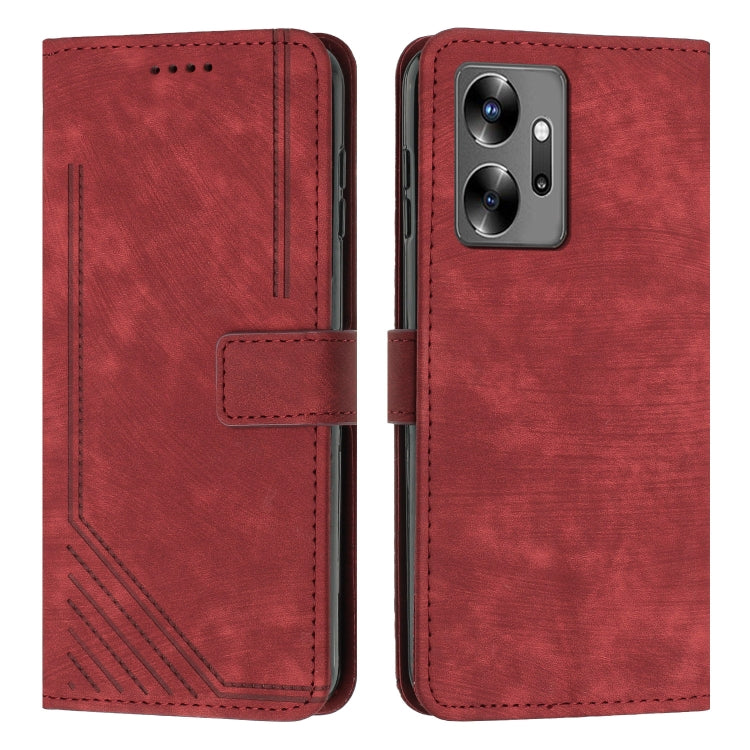 For Infinix Zero 20 Skin Feel Stripe Pattern Leather Phone Case with Lanyard