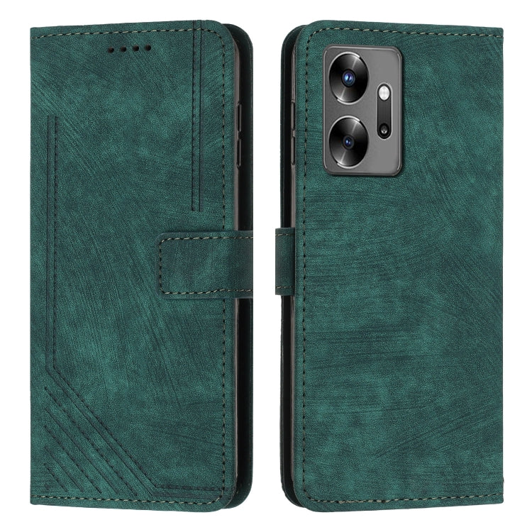 For Infinix Zero 20 Skin Feel Stripe Pattern Leather Phone Case with Lanyard