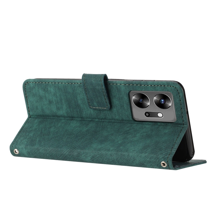 For Infinix Zero 20 Skin Feel Stripe Pattern Leather Phone Case with Lanyard