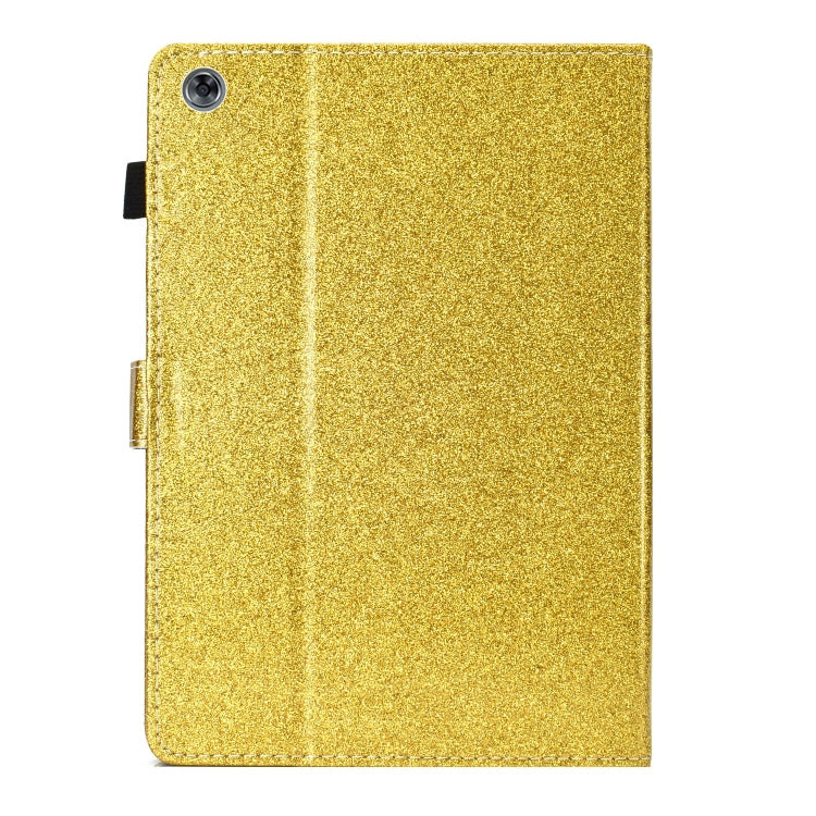 For Huawei MediaPad M5 Lite 10.1 Glitter Powder Love Buckle Horizontal Flip Leather Case with Holder & Card Slots