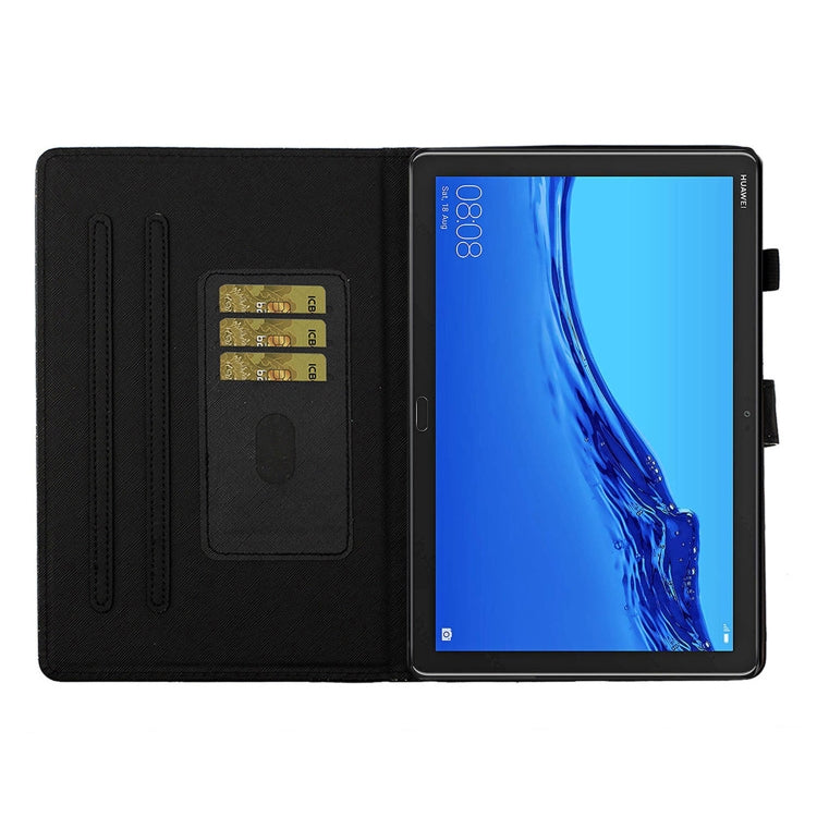 For Huawei MediaPad M5 Lite 10.1 Glitter Powder Love Buckle Horizontal Flip Leather Case with Holder & Card Slots