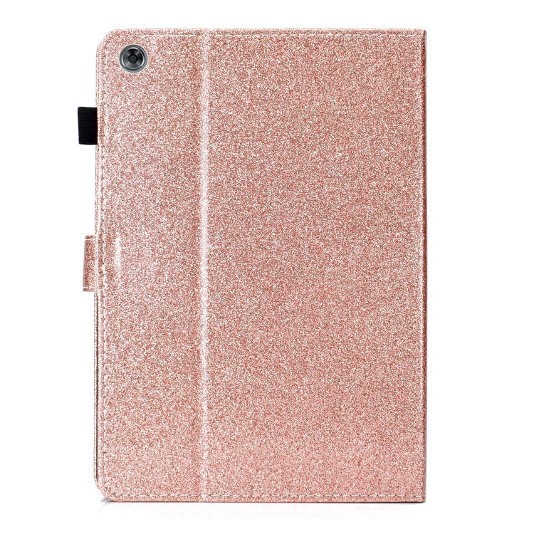 For Huawei MediaPad M5 Lite 10.1 Glitter Powder Love Buckle Horizontal Flip Leather Case with Holder & Card Slots