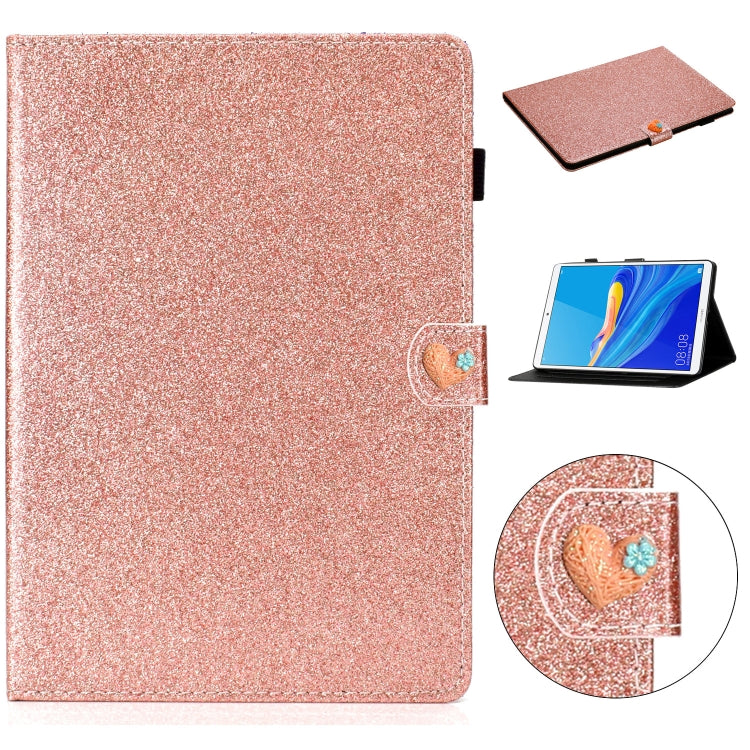 For Huawei MediaPad M6 8.4 Glitter Powder Love Buckle Horizontal Flip Leather Case with Holder & Card Slots