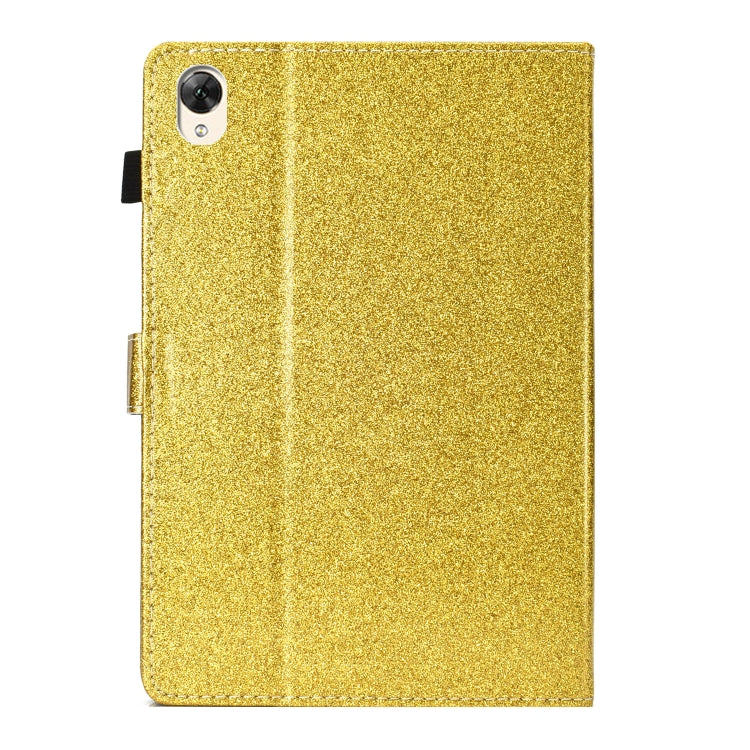 For Huawei MediaPad M6 10.8 Glitter Powder Love Buckle Horizontal Flip Leather Case with Holder & Card Slots