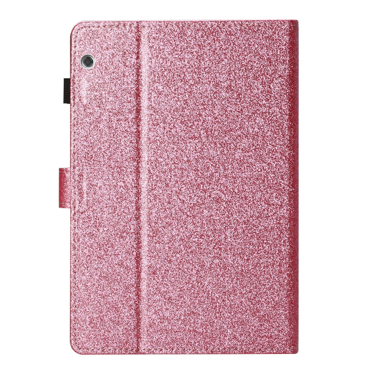 For Huawei MediaPad T3 10 Glitter Powder Love Buckle Horizontal Flip Leather Case with Holder & Card Slots