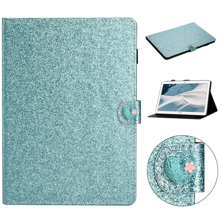 For Huawei MediaPad T3 10 Glitter Powder Love Buckle Horizontal Flip Leather Case with Holder & Card Slots