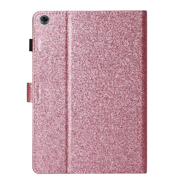 For Huawei MediaPad T5 10 inch Glitter Powder Love Buckle Horizontal Flip Leather Case with Holder & Card Slots