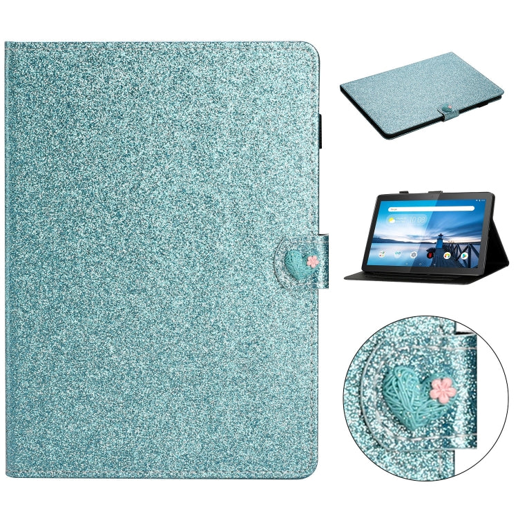 For Lenovo Tab M10 X605F X505 Glitter Powder Love Buckle Horizontal Flip Leather Case with Holder & Card Slots