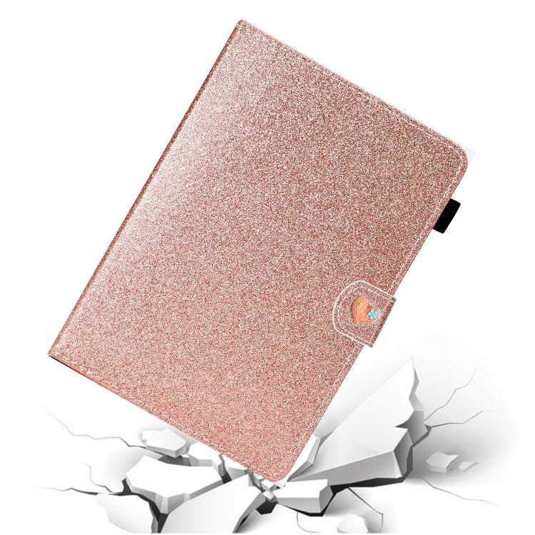 For 7 inch Universal Tablet PC Glitter Powder Love Buckle Horizontal Flip Leather Case with Holder & Card Slots