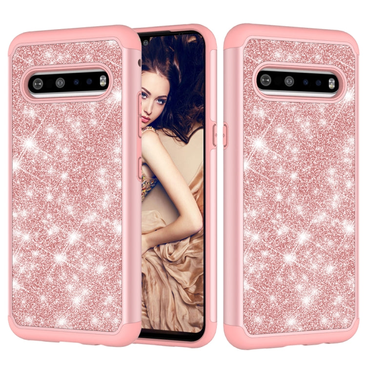For LG V60 ThinQ 5G / G9 ThinQ Glitter Powder Contrast Skin Shockproof Silicone + PC Protective Case