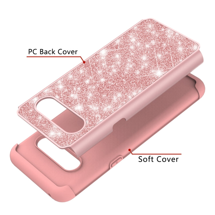 For LG V60 ThinQ 5G / G9 ThinQ Glitter Powder Contrast Skin Shockproof Silicone + PC Protective Case