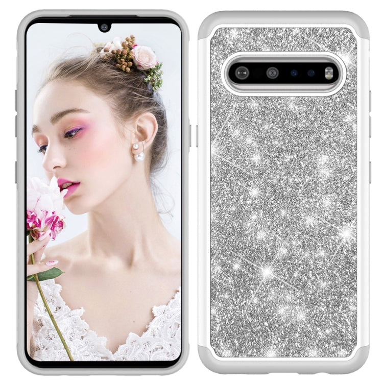For LG V60 ThinQ 5G / G9 ThinQ Glitter Powder Contrast Skin Shockproof Silicone + PC Protective Case