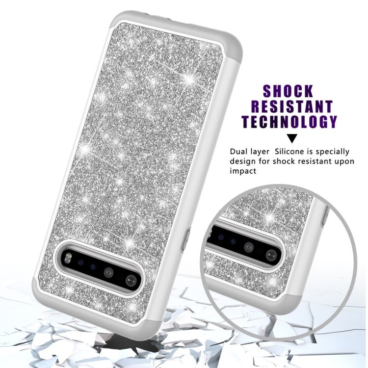 For LG V60 ThinQ 5G / G9 ThinQ Glitter Powder Contrast Skin Shockproof Silicone + PC Protective Case