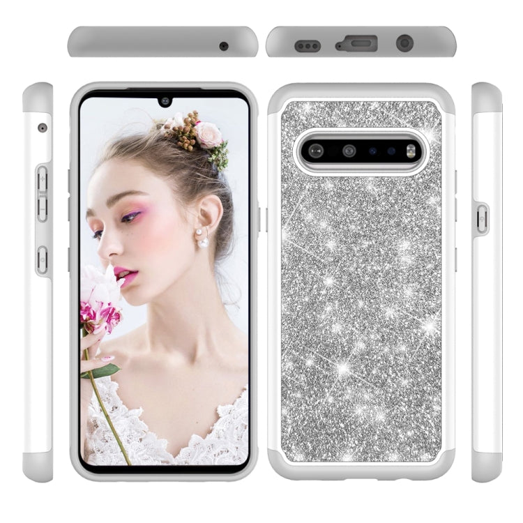 For LG V60 ThinQ 5G / G9 ThinQ Glitter Powder Contrast Skin Shockproof Silicone + PC Protective Case
