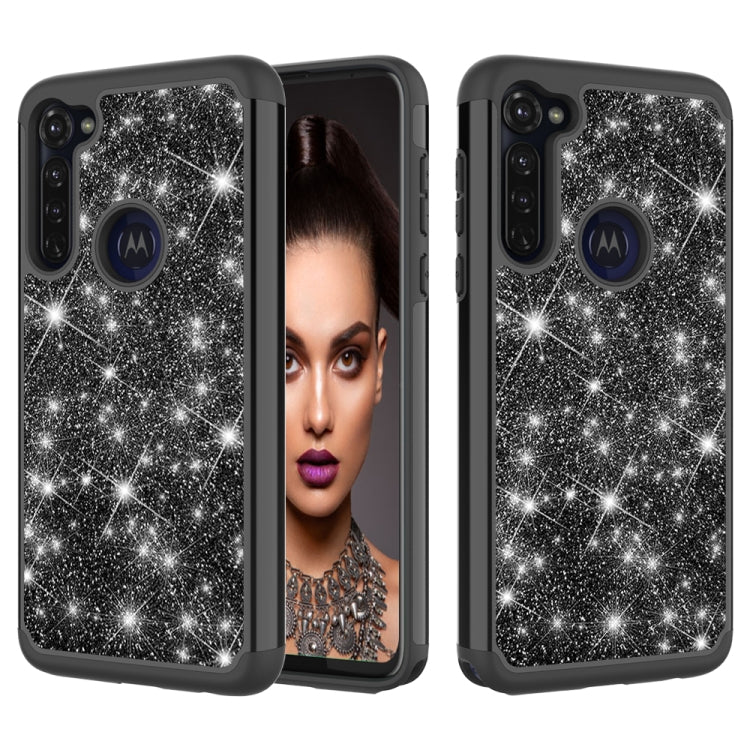 For Motorola Moto G Stylus Glitter Powder Contrast Skin Shockproof Silicone + PC Protective Case
