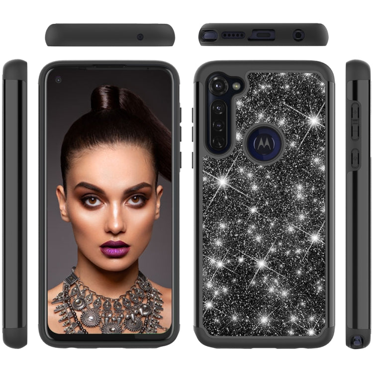 For Motorola Moto G Stylus Glitter Powder Contrast Skin Shockproof Silicone + PC Protective Case
