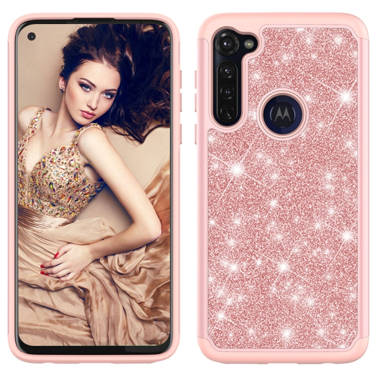 For Motorola Moto G Stylus Glitter Powder Contrast Skin Shockproof Silicone + PC Protective Case