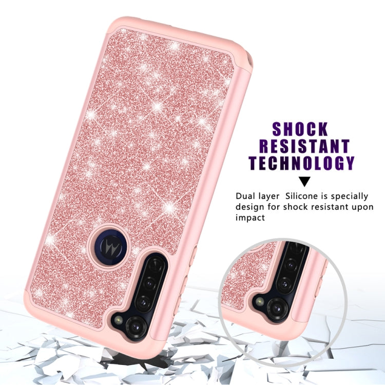 For Motorola Moto G Stylus Glitter Powder Contrast Skin Shockproof Silicone + PC Protective Case