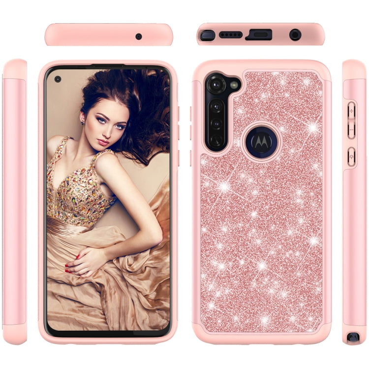 For Motorola Moto G Stylus Glitter Powder Contrast Skin Shockproof Silicone + PC Protective Case