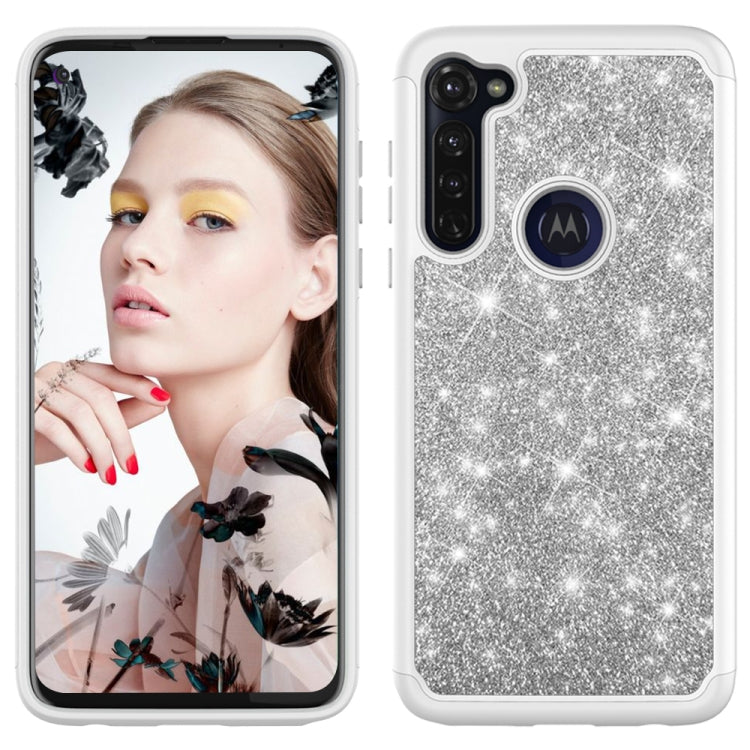 For Motorola Moto G Stylus Glitter Powder Contrast Skin Shockproof Silicone + PC Protective Case