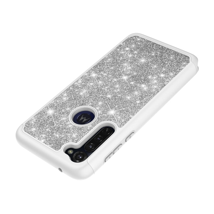 For Motorola Moto G Stylus Glitter Powder Contrast Skin Shockproof Silicone + PC Protective Case