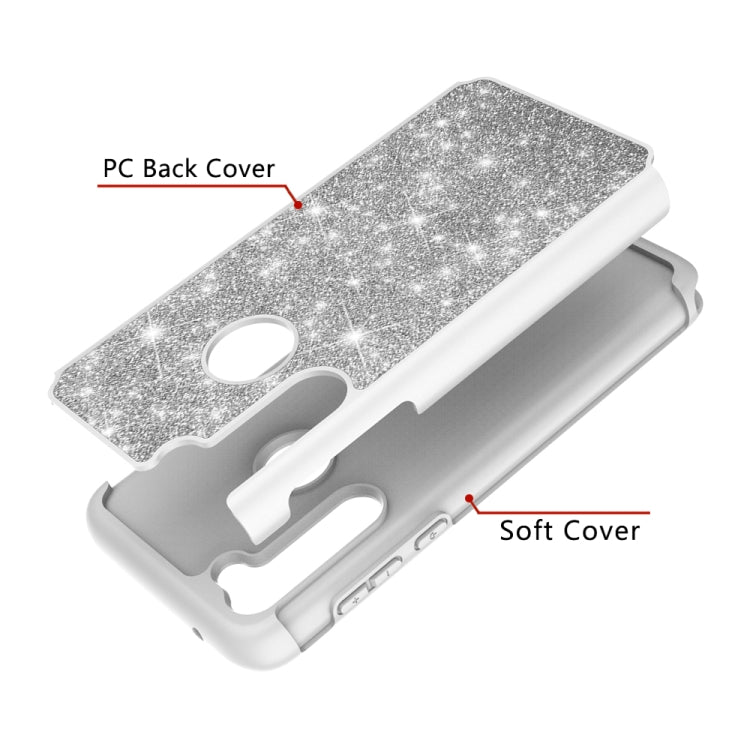For Motorola Moto G Stylus Glitter Powder Contrast Skin Shockproof Silicone + PC Protective Case