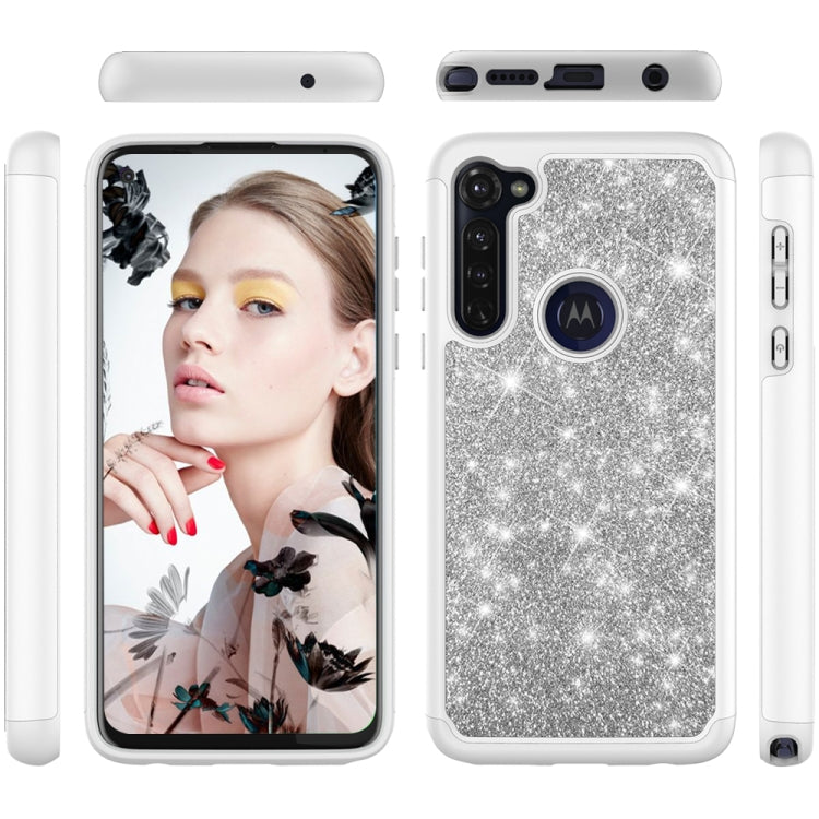 For Motorola Moto G Stylus Glitter Powder Contrast Skin Shockproof Silicone + PC Protective Case