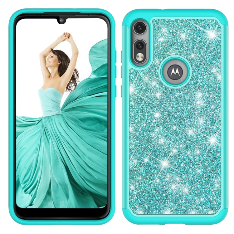 For Motorola Moto E (2020) Glitter Powder Contrast Skin Shockproof Silicone + PC Protective Case
