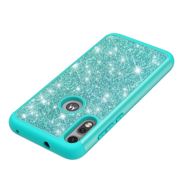For Motorola Moto E (2020) Glitter Powder Contrast Skin Shockproof Silicone + PC Protective Case