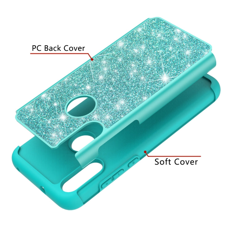For Motorola Moto E (2020) Glitter Powder Contrast Skin Shockproof Silicone + PC Protective Case