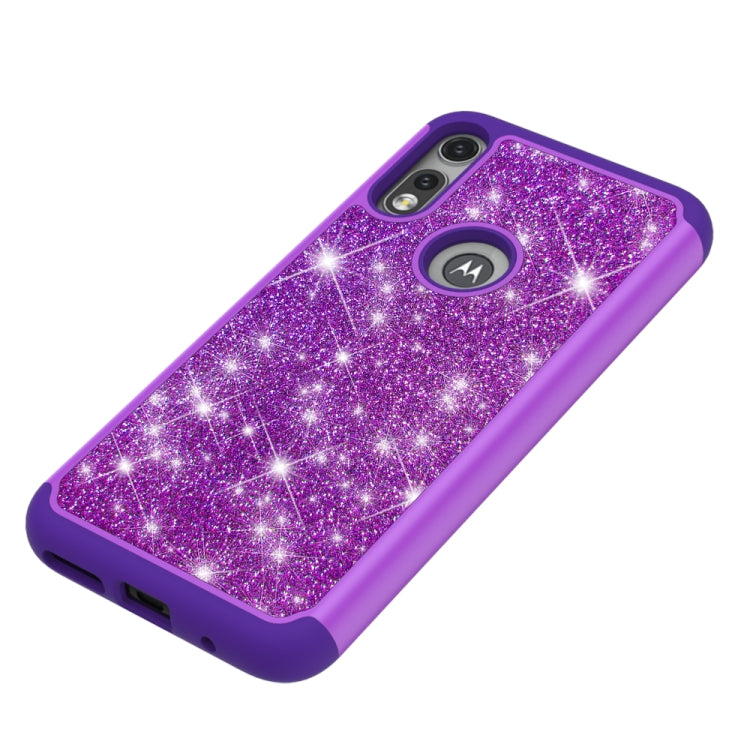 For Motorola Moto E (2020) Glitter Powder Contrast Skin Shockproof Silicone + PC Protective Case