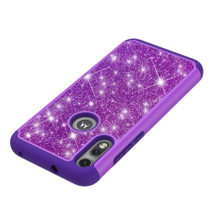 For Motorola Moto E (2020) Glitter Powder Contrast Skin Shockproof Silicone + PC Protective Case