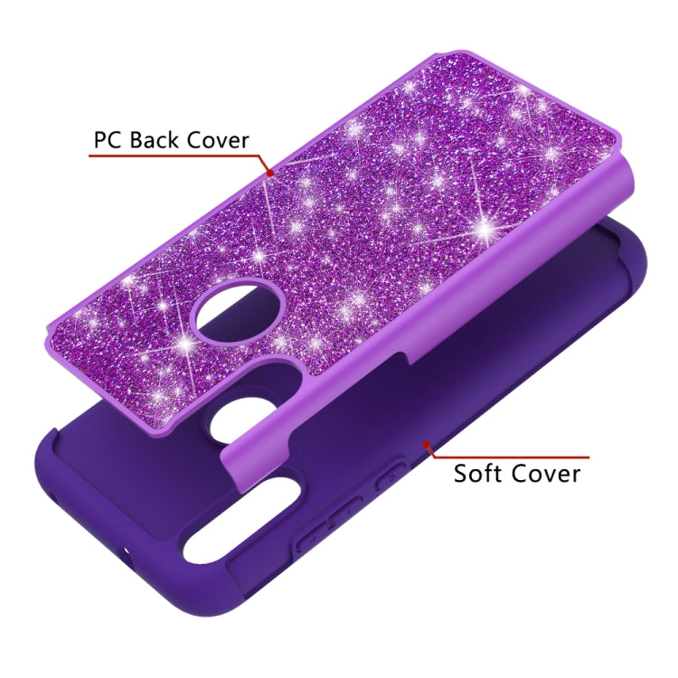 For Motorola Moto E (2020) Glitter Powder Contrast Skin Shockproof Silicone + PC Protective Case