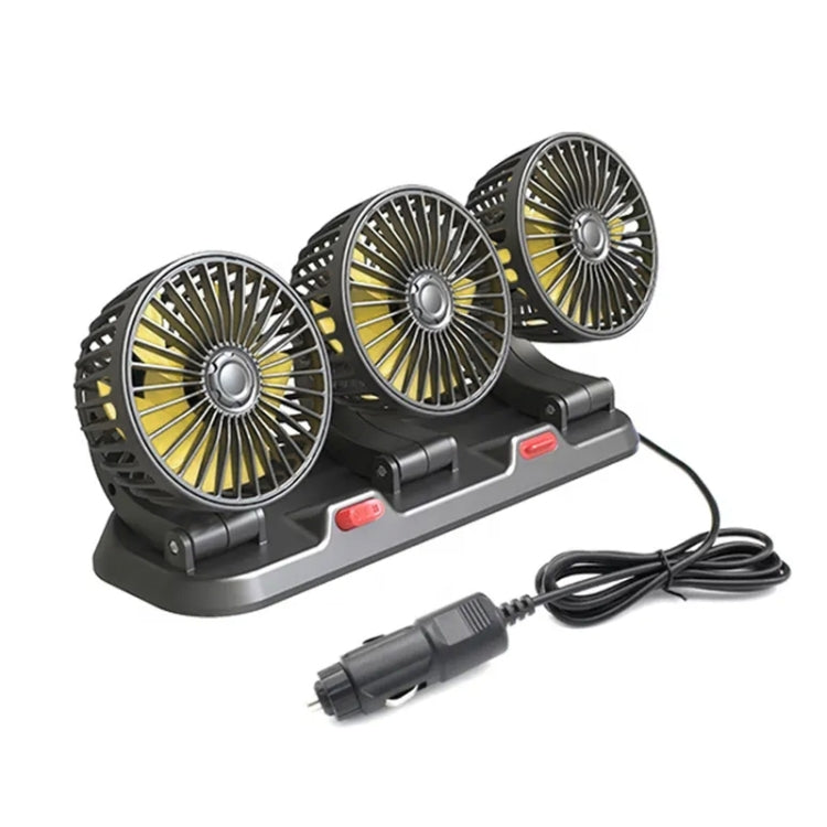 F4310 360-Degree Rotating Adjustable Car Three-Head Fan, Style:12V Cigarette Lighter